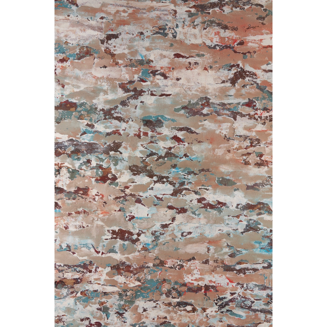 Fondo abstracto texturizado con tonos tierra, turquesa y matices pictóricos en acabado mate